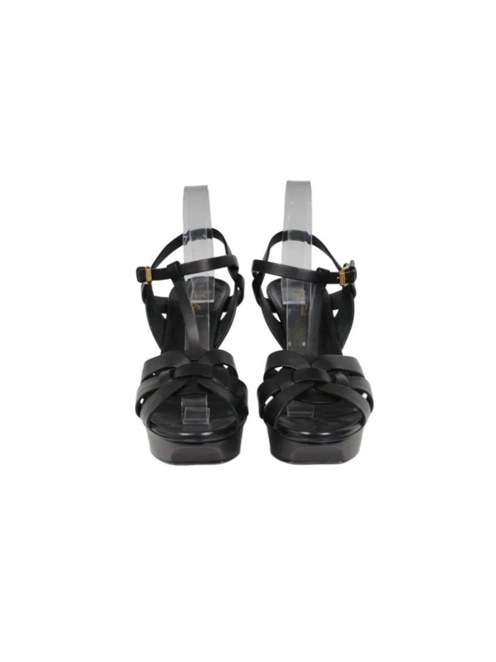 Saint Laurent Tribute Platform Sandals Size US 11 EU 41 Black Leather 4.1 Inch